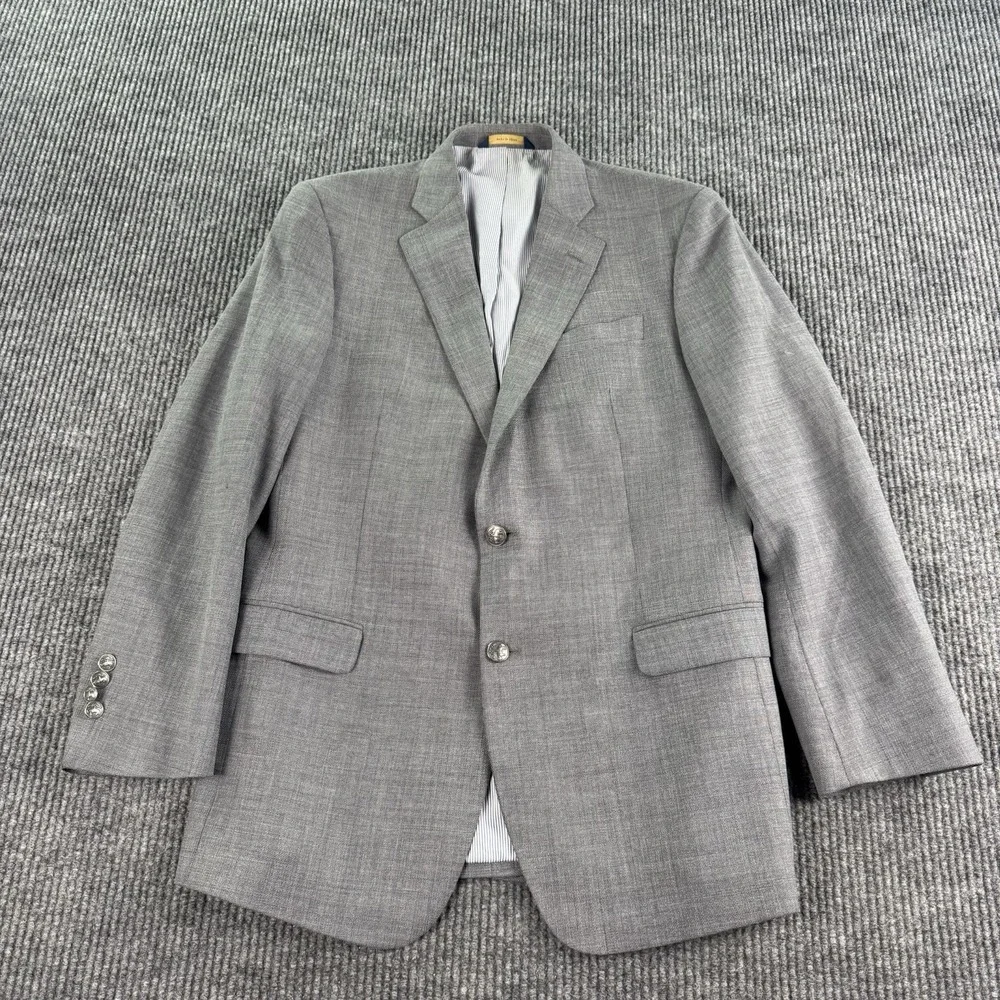 Brooks Brothers Suit Jacket 40R Gray Wool Regent Fit Explorer Silver Crest Logo